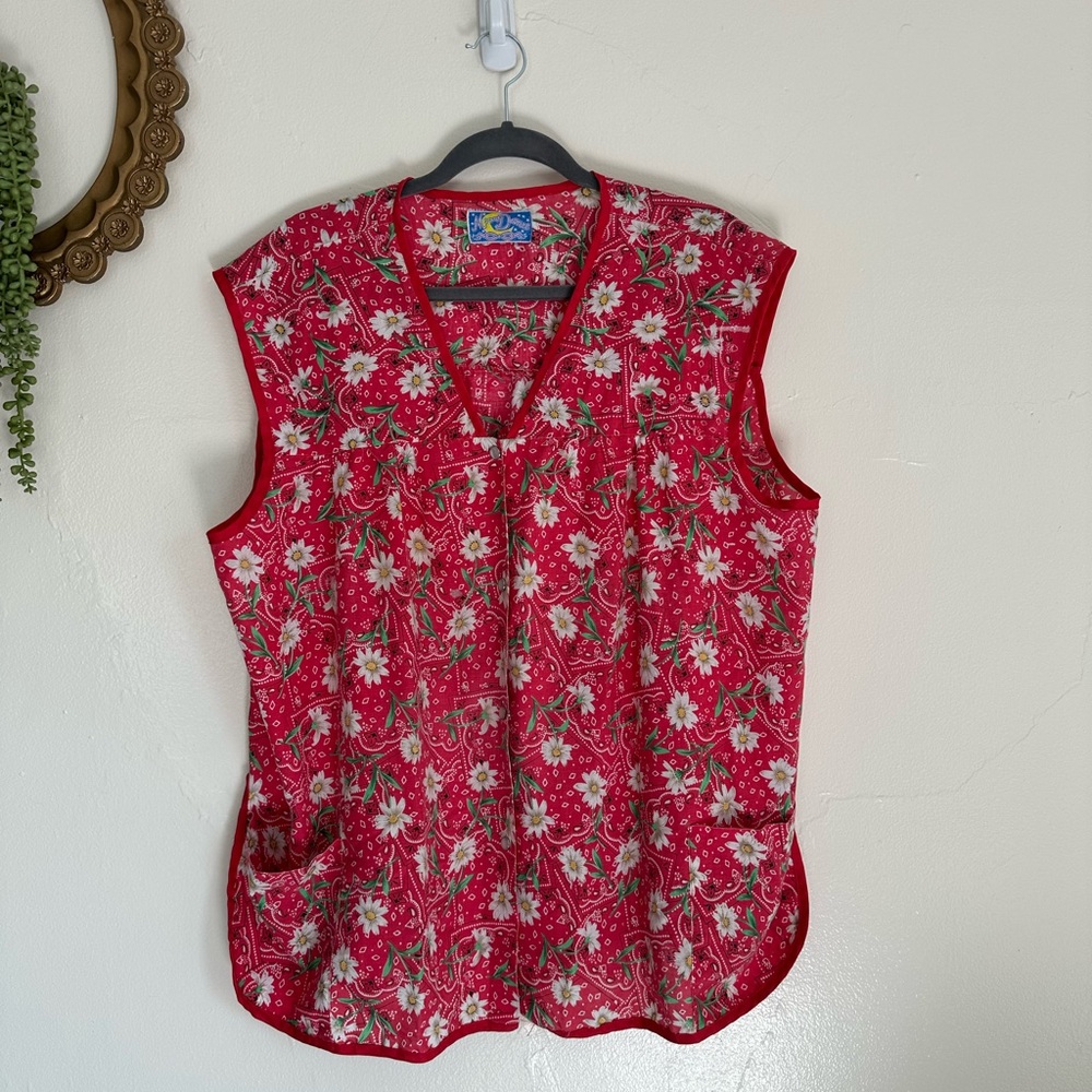 Vintage Moon Dance Sleeveless Snap Front Top, Cover-up, Cottage Core, 2X